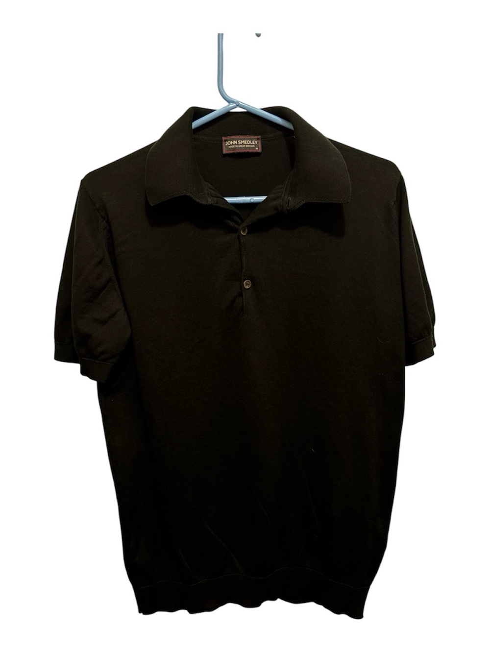 John Smedley Black Short-Sleeve Polo Shirt